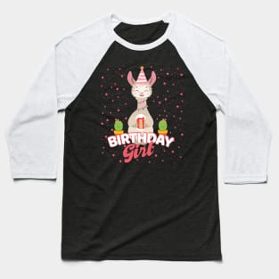 'Alpaca Llama Cactus Birthday Girl' Alpaca Llama Gift Baseball T-Shirt